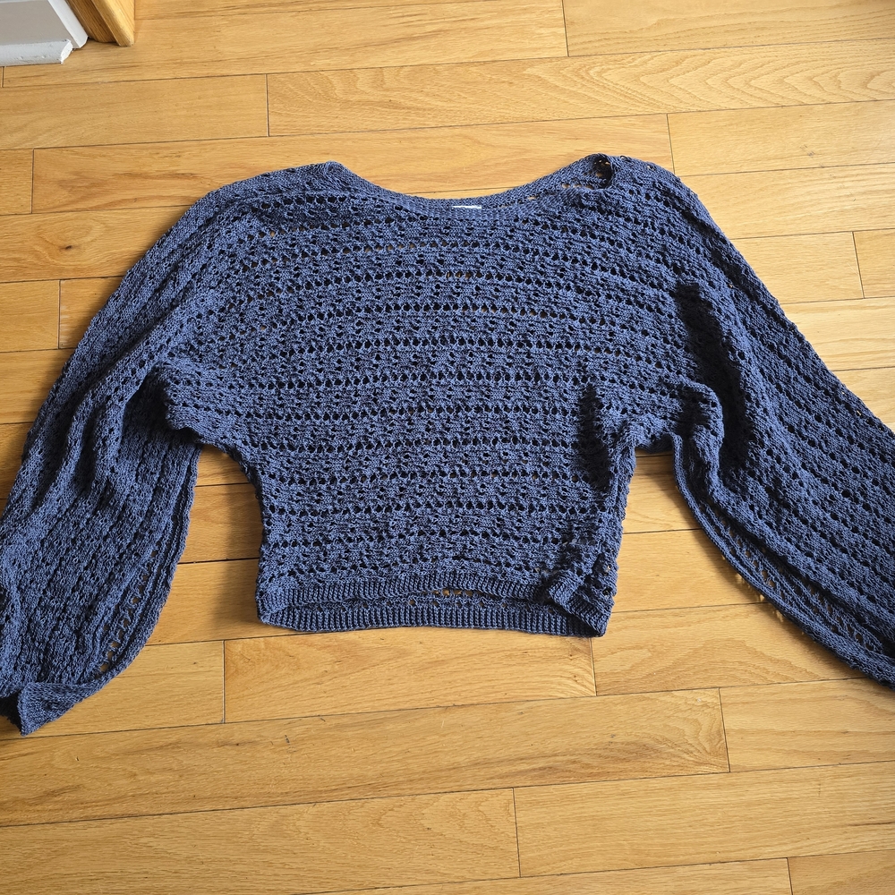 Zara Navy Textured Knit Sweater